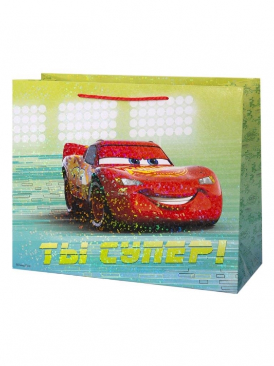 Пакет подарочный "Тачки: Супер Молния" Тиснение фольгой