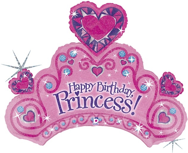 Шар Фигура, Диадема для принцессы, Розовый, Голография (в упаковке)