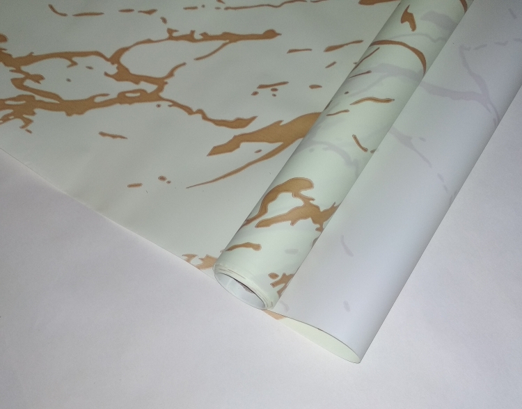 Пленка матовая двухст. "Мрамор" золото на салатовый пастель